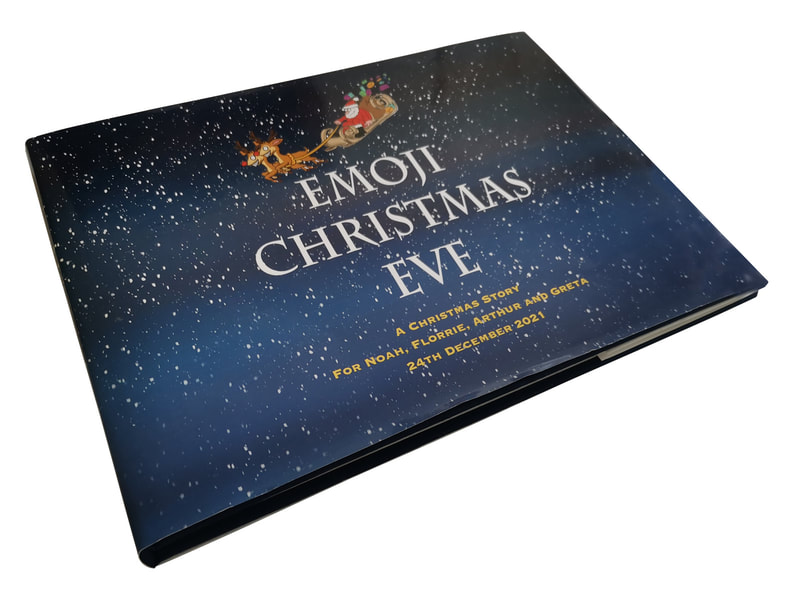 Eclipse Print Solutions Emoji Christmas Eve casebound book with laminated dust jacket